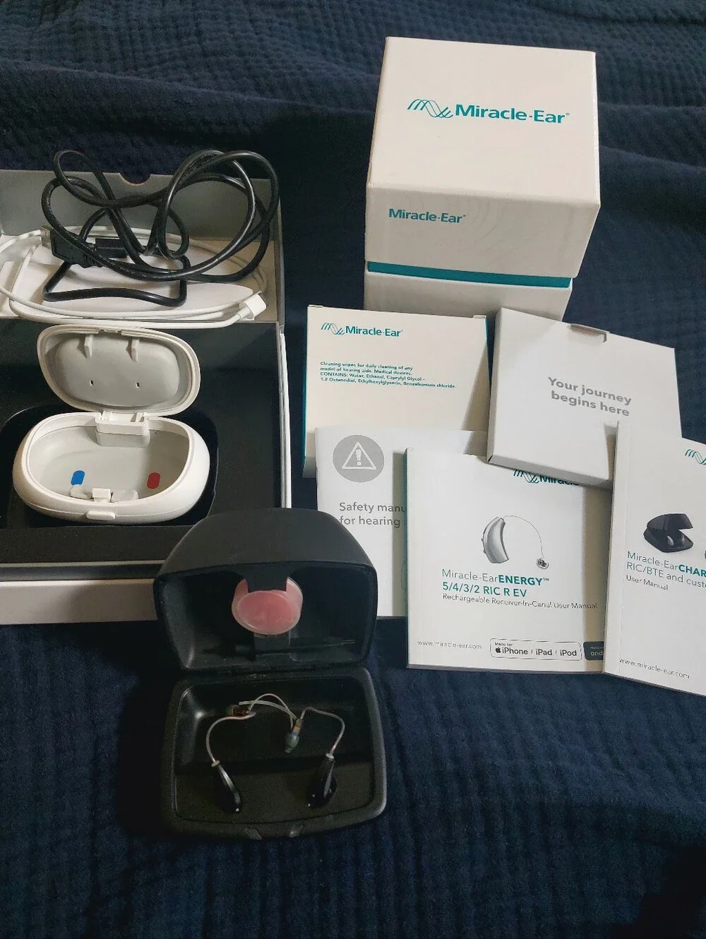 Miracle-Ear Black Rechargeable Hearing Aids with Charging Case